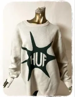 ☘️T19624☘️HUF メンズ ロゴ ニット トップス Lのサムネイル
