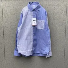 新品タグ付【MRU】L♡クレイジーパターン 長袖シャツ オックスフォード 青系のサムネイル