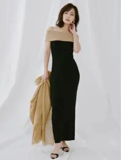 【新品タグ付】anuans ムーンネックニットワンピース ブラック　ベージュ