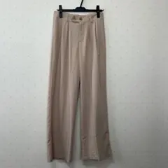 ベージュ ワイドパンツ 2ボタン