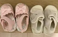 子ども　サンダル　ピンクサンダルとホワイトメッシュサンダルセット 15センチ