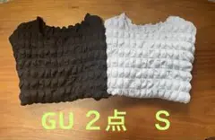 GU ジーユーシャーリングＴ　半袖　2点セット　ブルー　ブラック　ショート丈　Ｓ