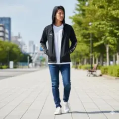 ATHLETA アスレタ ロゴテープ フルジップパーカー ブラック　ジャージ