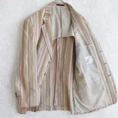 If| メンズ・サマージャケット ストライプ柄 コットンリネン 個性的 背抜き