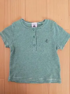 プチバトー Tシャツ ボーダー　グリーン　12m 74cm