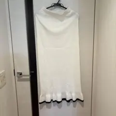 coen コーエン ホワイトリブ編みハイネックスカート