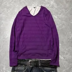 00s layered Vneck l/s grunge swag y2k 紫
