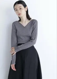 新品♡未使用♡ナチュラルビューティーベーシック♡ニュアンスネックラメリブニット