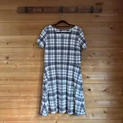 ELLE エル チェック柄 半袖ワンピース