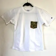 Champion Reverse Weave Tシャツ L 白 カモフラポケット