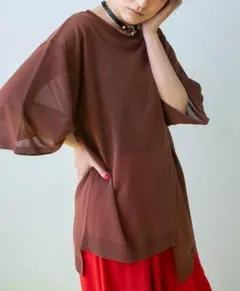 *OSMOSISオズモーシス*2WAYスリットニットプルオーバー(茶)*美品