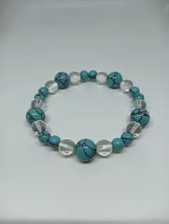 139天然石ターコイズ　水晶AAA　パワーストーンブレスレット