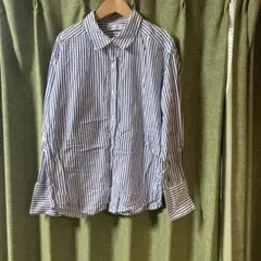 BROWNY 白と青のストライプ長袖シャツ
