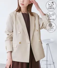 美品 ロペピクニック カナパ 金ボタンジャケットUV・抗菌防臭・接触冷感