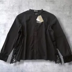 未使用 セオリーリュクス レース刺繍 LUXE COTTON ブラウス 黒 38