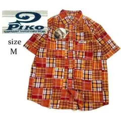 PIKO ピコ パッチワーク風 半袖チェックシャツ サーフ M 新品のサムネイル
