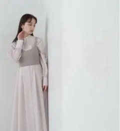 ニットビスチェセットシャツワンピース S ピンク　ナチュラルビューティベーシック