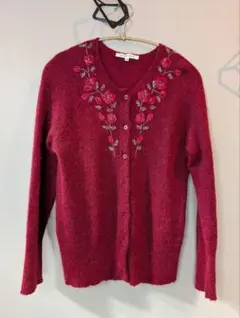 【HANAE MORI】アルパカ毛 ビーズ刺繍カーディガン