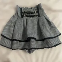 LIZLISA 2連リボンベルトスカパン チェック黒のサムネイル