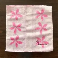 未使用 バーバリー Burberry タオルハンカチ 桜 サクラ ピンク