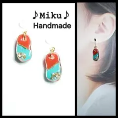 No.510-C　【値下げ】ツートン⭐ビジュー☆レジン☆ピアス・イヤリング