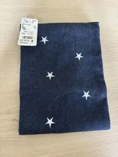 星刺繍デニム生地　100×72
