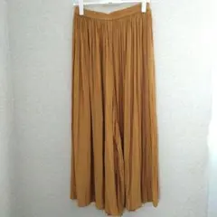 【美品・ペチコート付】ユニクロ ワッシャーサテンスカートパンツ イエロー