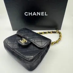 CHANEL シャネル ミニミニマトラッセ ラムスキン　ココマーク ポーチ 黒