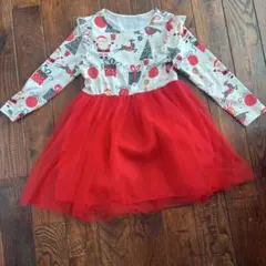 サンタ柄フリル付きワンピース