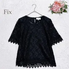 総レースブラウス 花柄　半袖　ブラック　エレガント　フォーマル　9