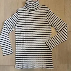 ストライプ タートルネック 長袖 Tシャツ