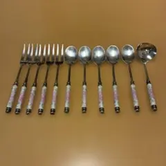 テ*ト様 花柄ハンドルのカトラリーセット11点