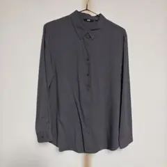 UNIQLO レーヨン混 長袖シャツ ダークグレー