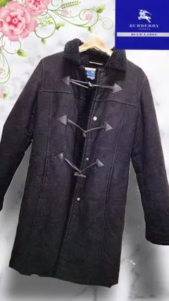 冬用特価　バーバリーブルーレーベル　Burberry 黒　ブラックダッフルコート