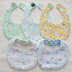 sale★ ハンドメイド たまごスタイ③ ６重ガーゼ ５枚セット リバーシブル