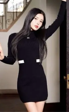 darich ダーリッチ　バイカラーポケットニットミニワンピース