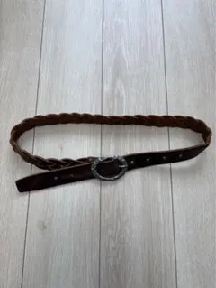 ブラウン編み込みレザーベルト