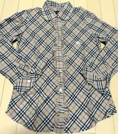 Burberry London レア 前立フリル 綿 シャツ 丸襟