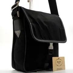 ✨希少✨プラダ ショルダーバッグ 三角ロゴ ナイロン レザー 白タグ 黒