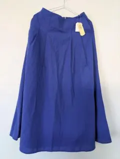 新品タグ付き chocolraffinerobe リネン混フレアスカート ブルー