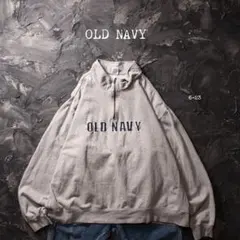 90’s OLD NAVY トレーナー ハーフジップ　ロゴ　刺繍　グレー