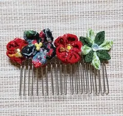 892【つまみ細工のヘアコーム】 1個 髪飾り ヘアアクセサリー 和風 発表会