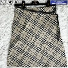美品✨《バーバリーブルーレーベル》巻きスカート ベルト ノバチェック ベージュ