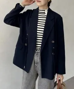 【タグ付新品】ウエストドロストテーラードジャケット ネイビー