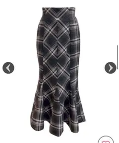 ミシェルマカロン フレアロングスカート チェック柄 黒