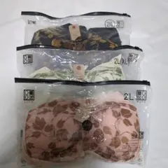 2L サイズブラ ノンワイヤー ナイトブラ リーフ 大きいサイズ3色セット