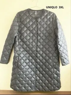 【美品】UNIQLO ネイビー ノーカラー ウルトラライトダウン 3XL