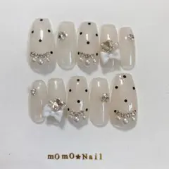 【現品】 ネイルチップ ワンホン ドット フレンチガーリー 韓国 ドット 25のサムネイル