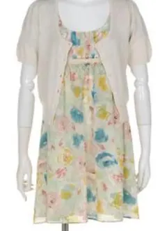 #未使用#レッセパッセ#LAISSEPASSE#ワンピース#花柄#シフォン#黄緑