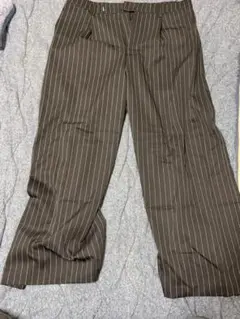 ストライプ柄 スラックス パンツ ブラック L